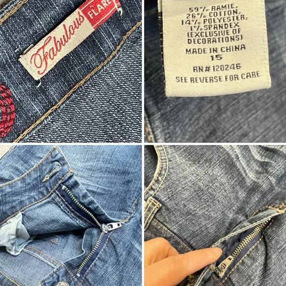 y2k vtg grunge festival boho streetwear Bongo Flare jeans sz 15 cowgirl rodeo - Picture 10 of 12